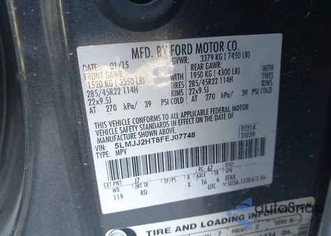 2015 Lincoln Navigator from USA, damaged, VIN 5LMJJ2HT8FEJ07748